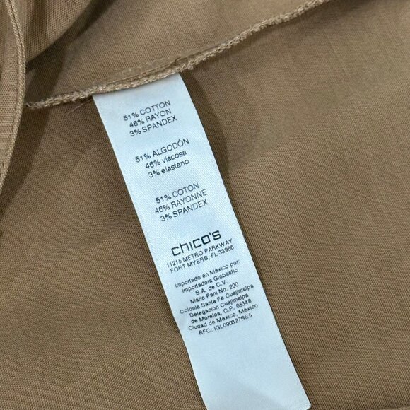 Chicos Brown Button-Front Utility Jacket Drawstring Waist & Zipper Pockets SZ 2 - Picture 4 of 14